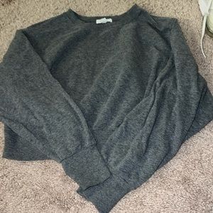 cropped grey garage crewneck
